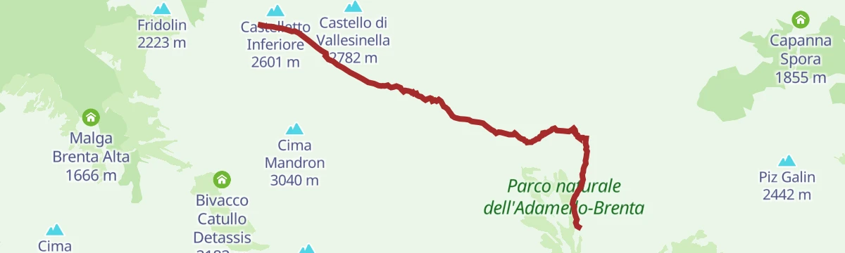 Route map: Trekking from Rifugio Croz dell'Altissimo to Rifugio Tuckett through Val Perse